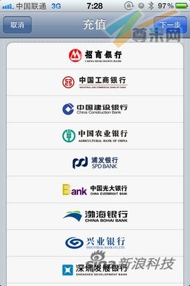 支持银行列表