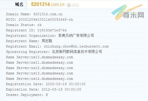 域名5201314.com.cn的whois信息