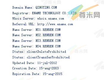 域名qingting.com的whois信息