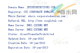 域名Jetsetdetectives.com的whois信息