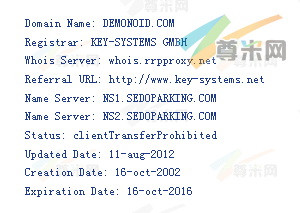 域名Demonoid.com的whois信息