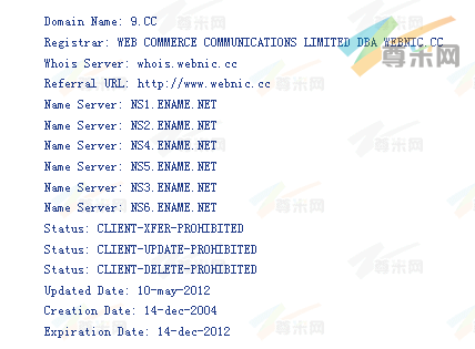 域名9.cc的whois信息