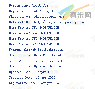域名360so.com的whois信息