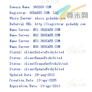 域名360sou.com的whois信息