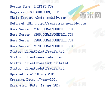 域名ship123.com的whois信息