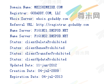 域名meishimeike.com的whois信息