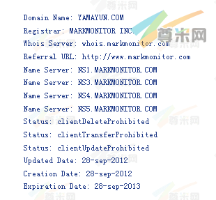 域名yamayun.com的whois信息