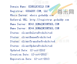 域名KindleChild.com的whois信息