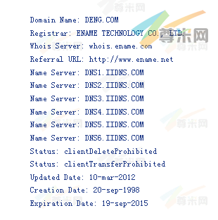 域名deng.com的whois信息