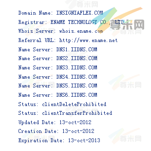 域名InsigniaFlex.com的whois信息