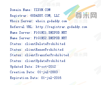 域名yixun.com的whois信息