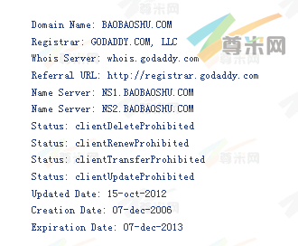 域名baobaoshu.com的whois信息