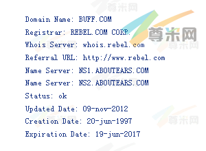 争议域名Buff.com的whois信息