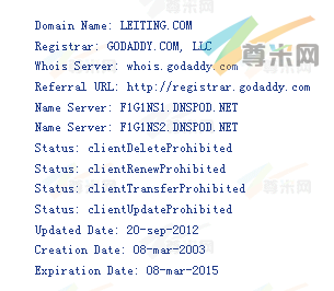 域名leiting.com的whois信息