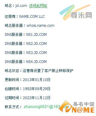 图：jd.com的whois信息
