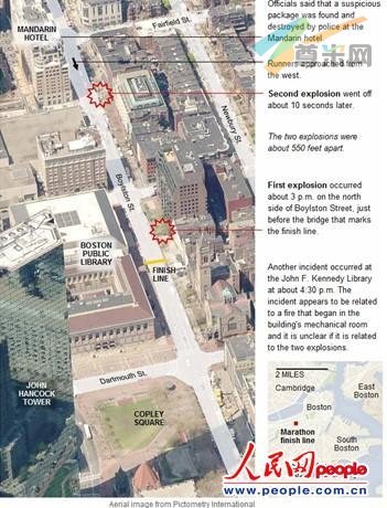《纽约时报》刊登的爆炸地点截图